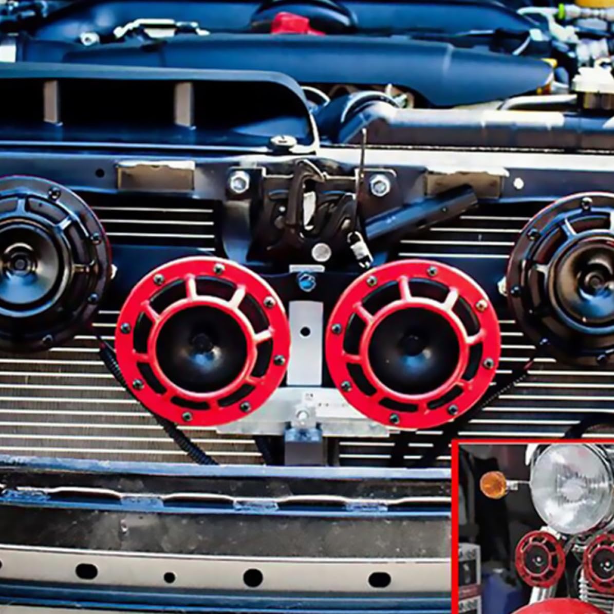 Outanaya Bocina de Aire Eléctrica para Coche y Motocicleta 12v Diseño, Sonido Súper Fuerte y Material de Hierro para Modificación Automotriz
