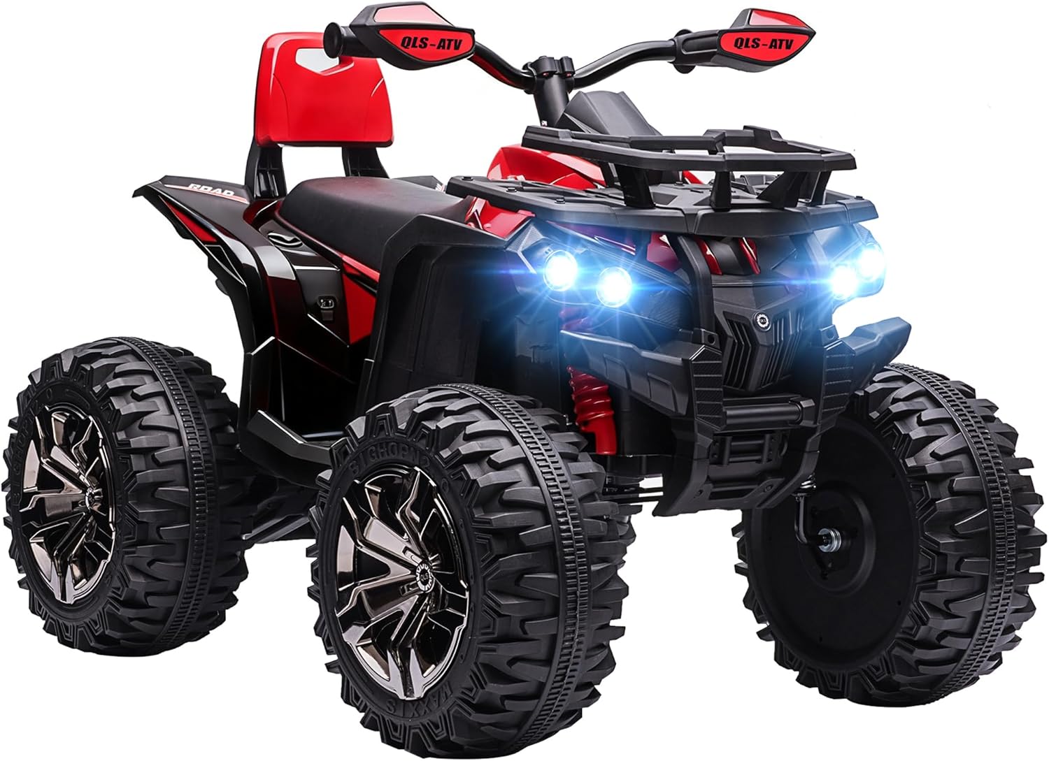 Aosom 12V Kids Ride on ATV, 4 Wheeler for Kids with Treaded Tires, Electric Quad Car with Music, USB, MP3 and Headlights for Boys and Girls, Red