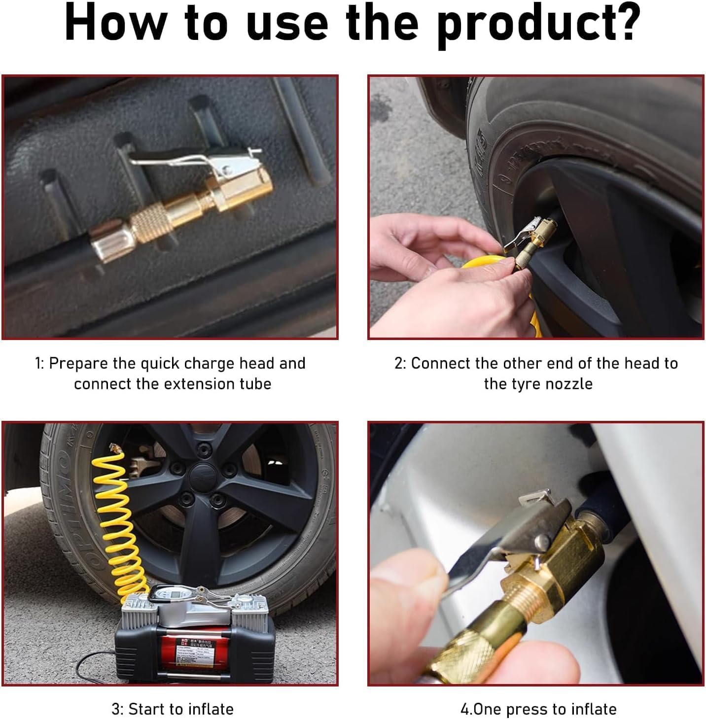 2 PCS Tyre Inflator Adaptor,Brass Tyre Tire Air Chucks,Tyre Air Chuck Adapter,8mm Clamp Connector,Tire Airs Chuck with Clip Adapter,Tyre Inflator Connector for Bike,Motorcycle,Car,Truck (2 PCS,8mm) - 3