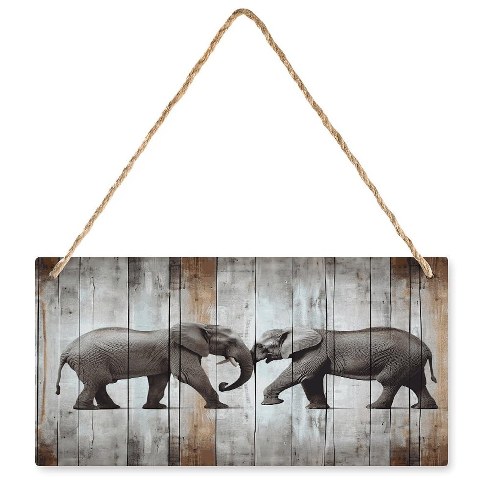 Fodpand Style Elephant On Wood Wall Art Wooden Hanging Sign Decor, Artwork For Wall Decoration, Funny Plaque For Bedroom Kitchen Living Room Home Decoration 9.8 X 4.9 Inch