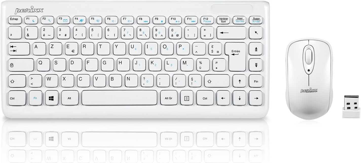 Perixx periduo-712 Mini Pack de Clavier et Souris sans Fil Wireless Combo léger et Petit – Couleur Noir/Rouge