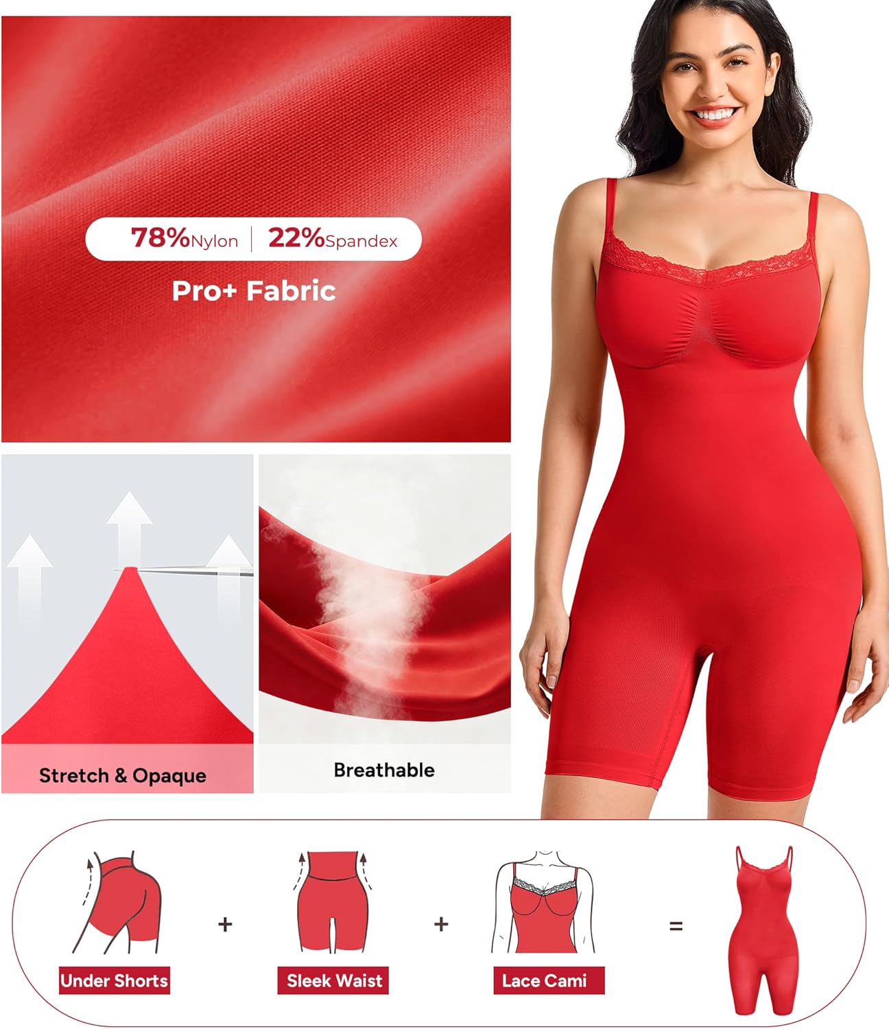 Nebility Shapewear Bodysuits for Women Tummy Control Body Shaper Seamless Waist Trainer Lace Body Suit