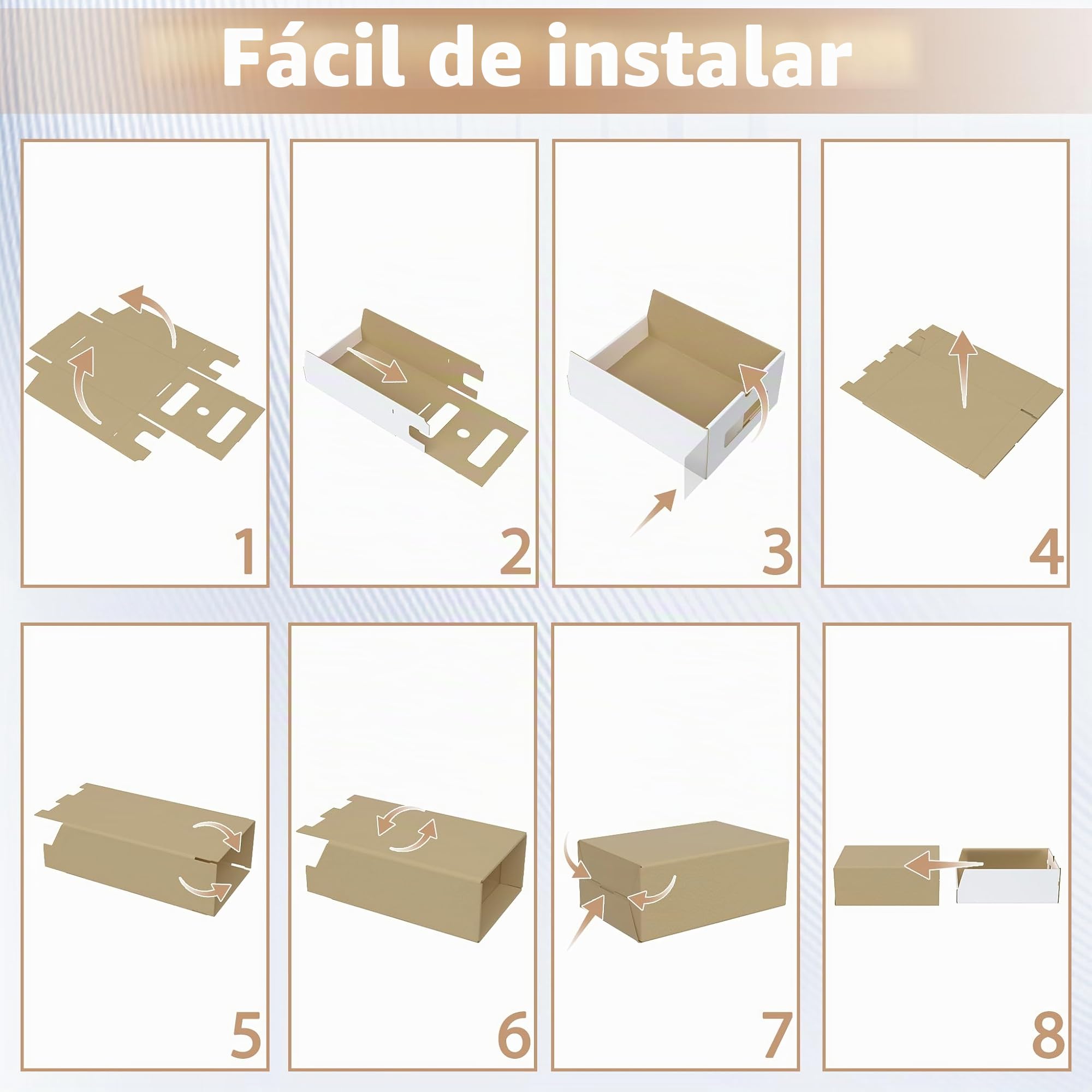 YUENFONG 10 cajas para zapatos con ventana y cajón, apilables, de papel kraft, para zapatos