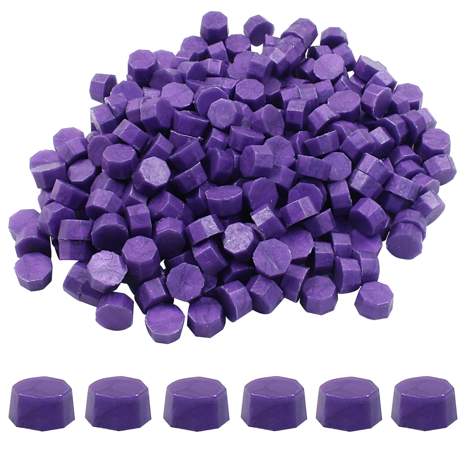 Hordion 300Pcs Wax Seal Beads, Purple Octagon Sealing Wax with 4 Candles and 2 Melting Spoons for Wax Seal Stamp Wedding Invitations Envelopes Gift Wrap