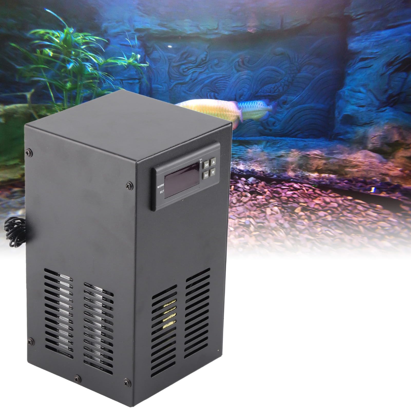 Enfriador de Acuario, de Refrigeración por Agua de 200 L/H, Enfriador Electrónico Silencioso para Pecera con Pantalla de Temperatura en Tiempo Real para Tanque de Agua Dulce y
