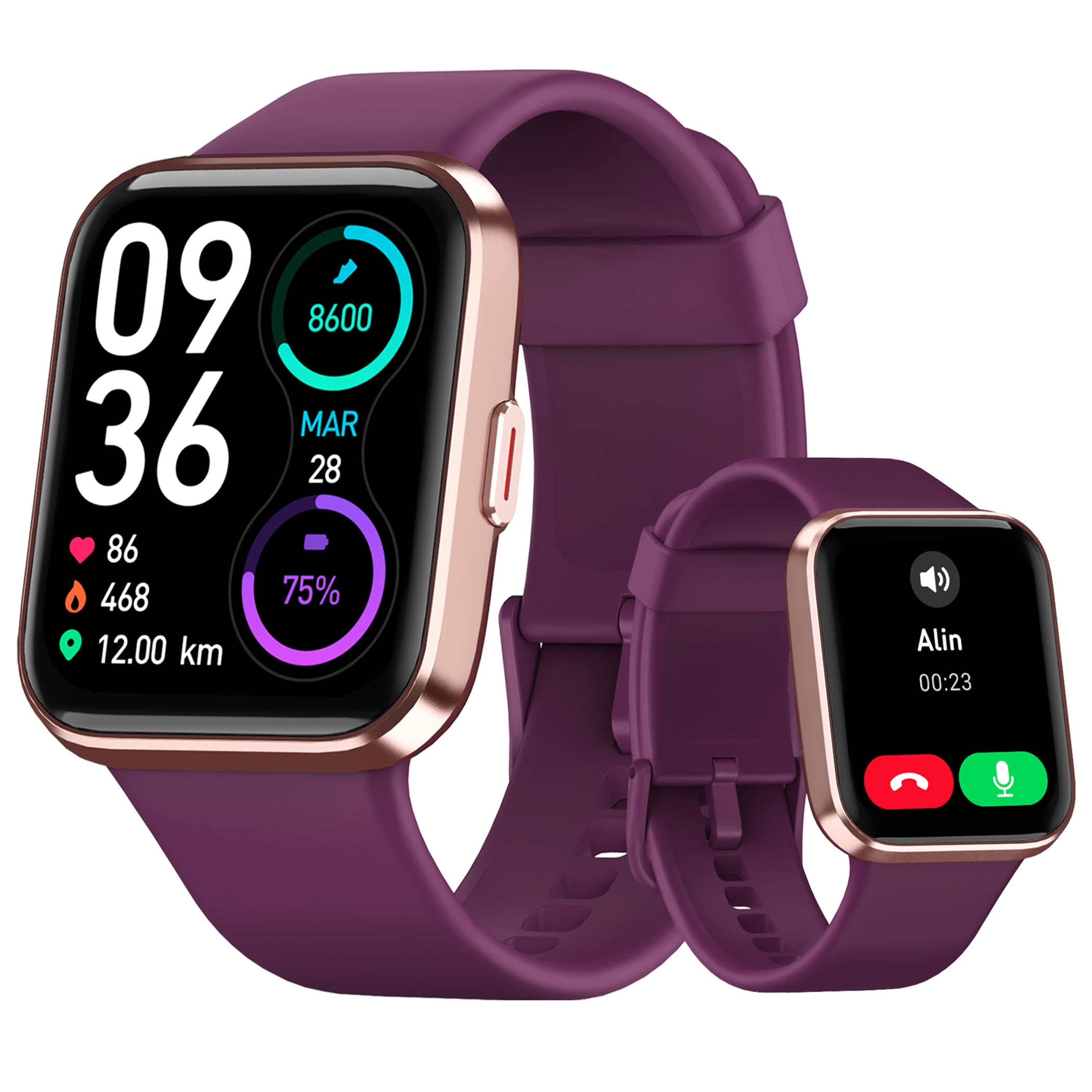 Tensky Orologio Smartwatch Uomo Donna 1,8" Smart Watch con Rispondi/Fai Chiamate, Alexa Integrata, 110+ Sport, Contapassi Monitoraggio Sonno SpO2 Frequenza Cardiaca, Impermeabile IP68, per Android iOS