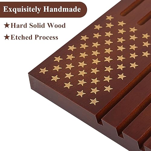 Miniatura 2 de Samplife Estante para monedas, soporte de exhibición de monedas de desafío, estantes de madera del ejército coleccionables, soporte para monedas con