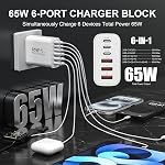 USB C Wall Charger Block, 65W GaN 6-Port Fast Charging Block,PD USB C Plug Adapter+QC Plug Compatible with iPhone iPhone 17/17 Plus/17 Pro Max/16/16 Plus/16 Pro Max/15 Pro Max/iPad Pro/14/13/12/11/SE