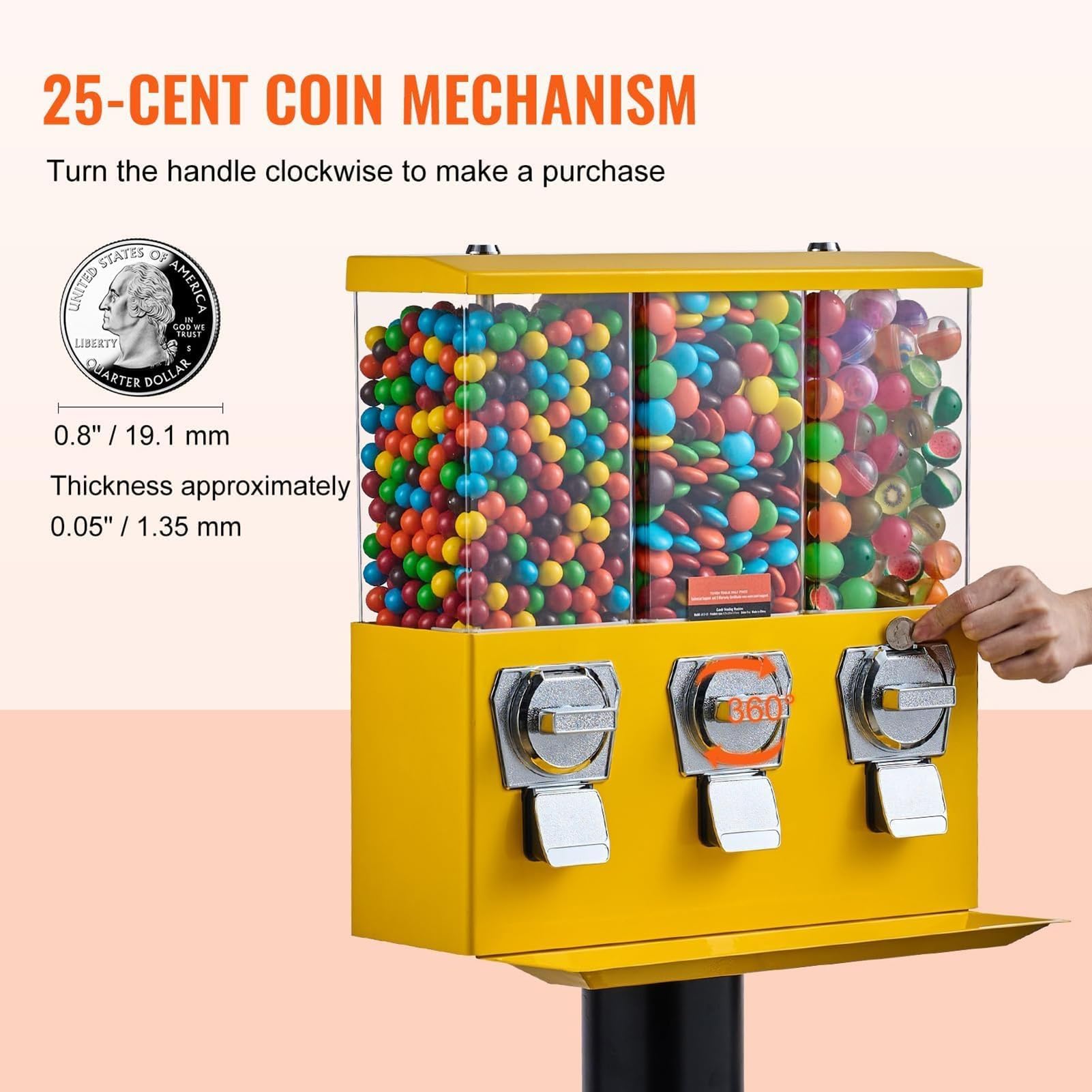 Automat do sprzedaży słodyczy, komercyjny automat do sprzedaży gumy do żucia i słodyczy, automat do sprzedaży słodyczy na monety 25 centów