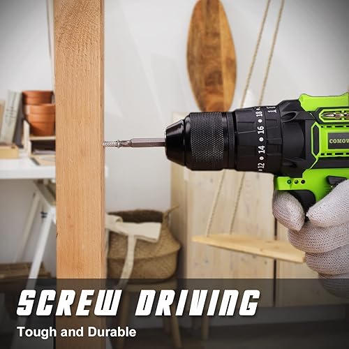 Vista 7 de COMOWARE Juego de brocas de 246 piezas para taladro inalámbrico, juego de brocas para madera, metal, mampostería, cemento y puntas de destornillador