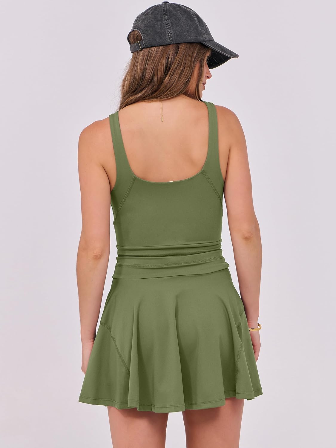 Caracilia Women's Tennis Mini Dresses Workout Built in Shorts Golf Athletic Sleeveless One Piece Summer Active Romper Dress - Image 5