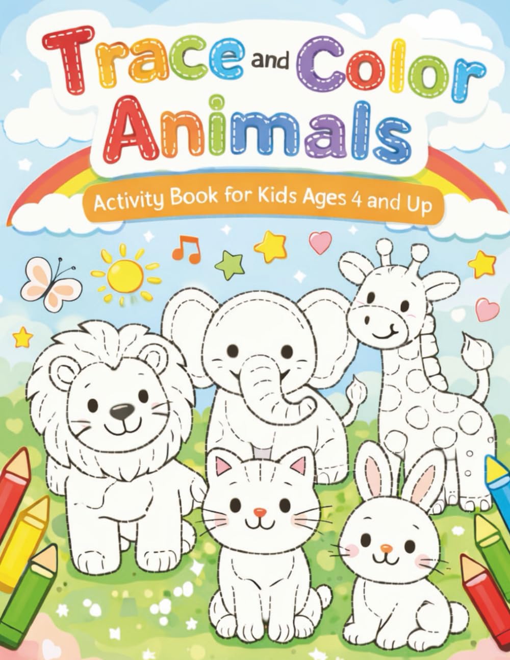 Trace and color animals activity book for kids ages 4 and up: Simple and Fun Animal Tracing Activities for Toddlers and Preschoolers Who Love to Color,