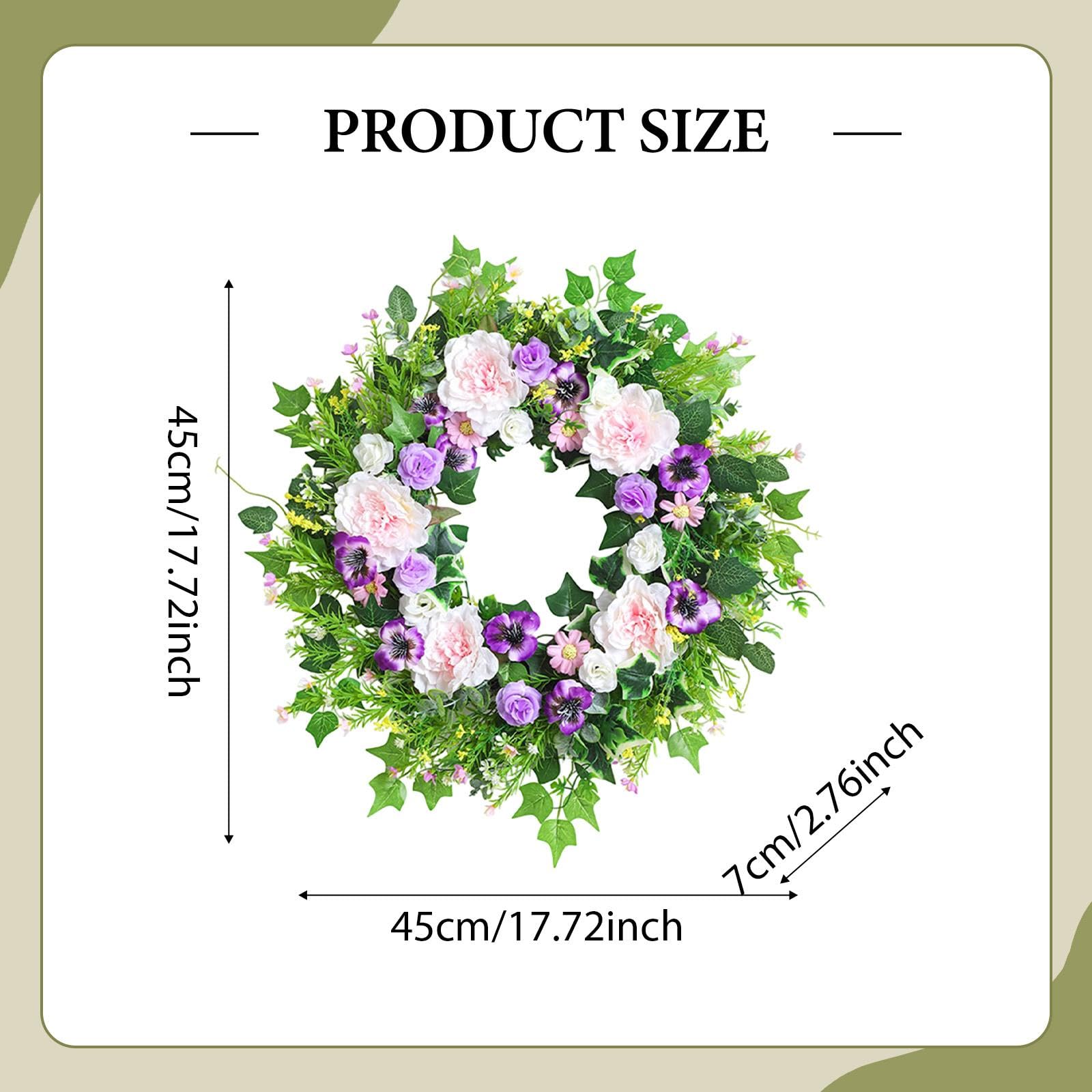 Ghirlanda Primaverile-Estiva da Appendere alla Porta D'ingresso, Fogliame Verde, 45 Cm