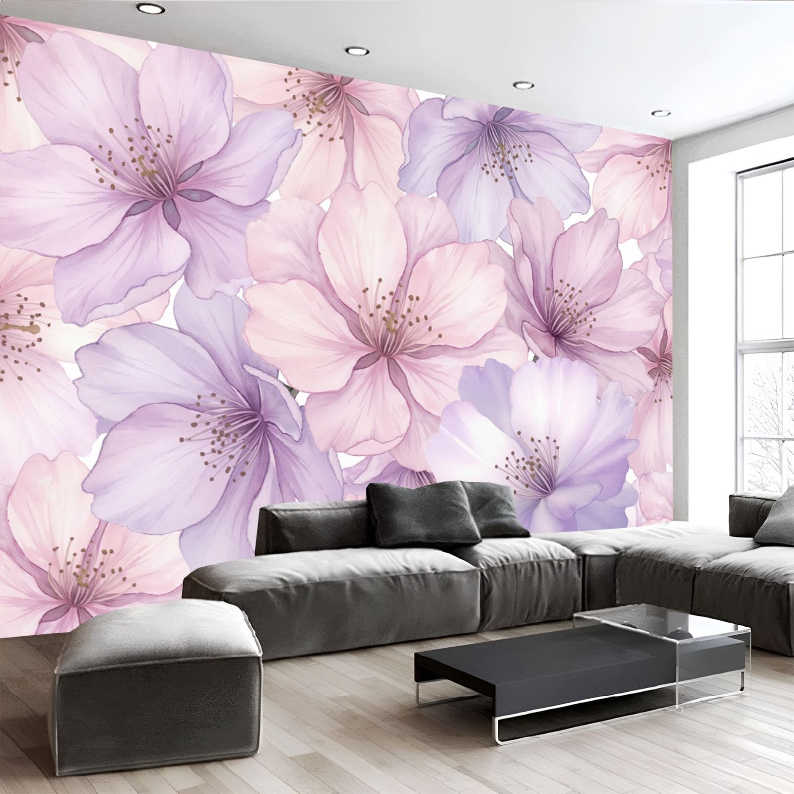 Poster mural fleurs de cerisier violet clair pour une ambiance zen dans la chambre d'enfants