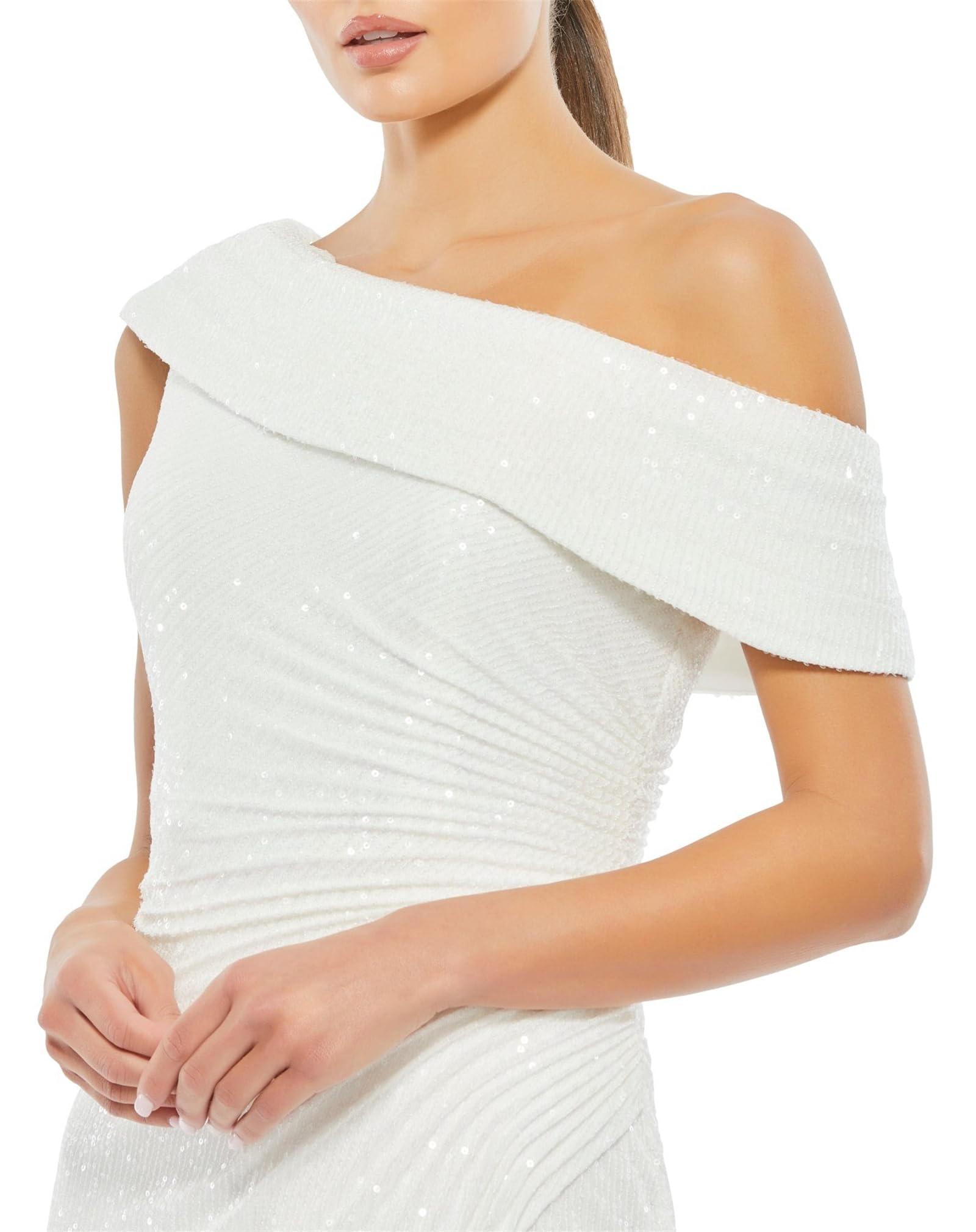 Damen Pailletten Ballkleider Elegant Schulterfrei mit Schlitz Meerjungfrau Langes Ballkleid Geraffte Cocktail Formelle Abendkleider 2026