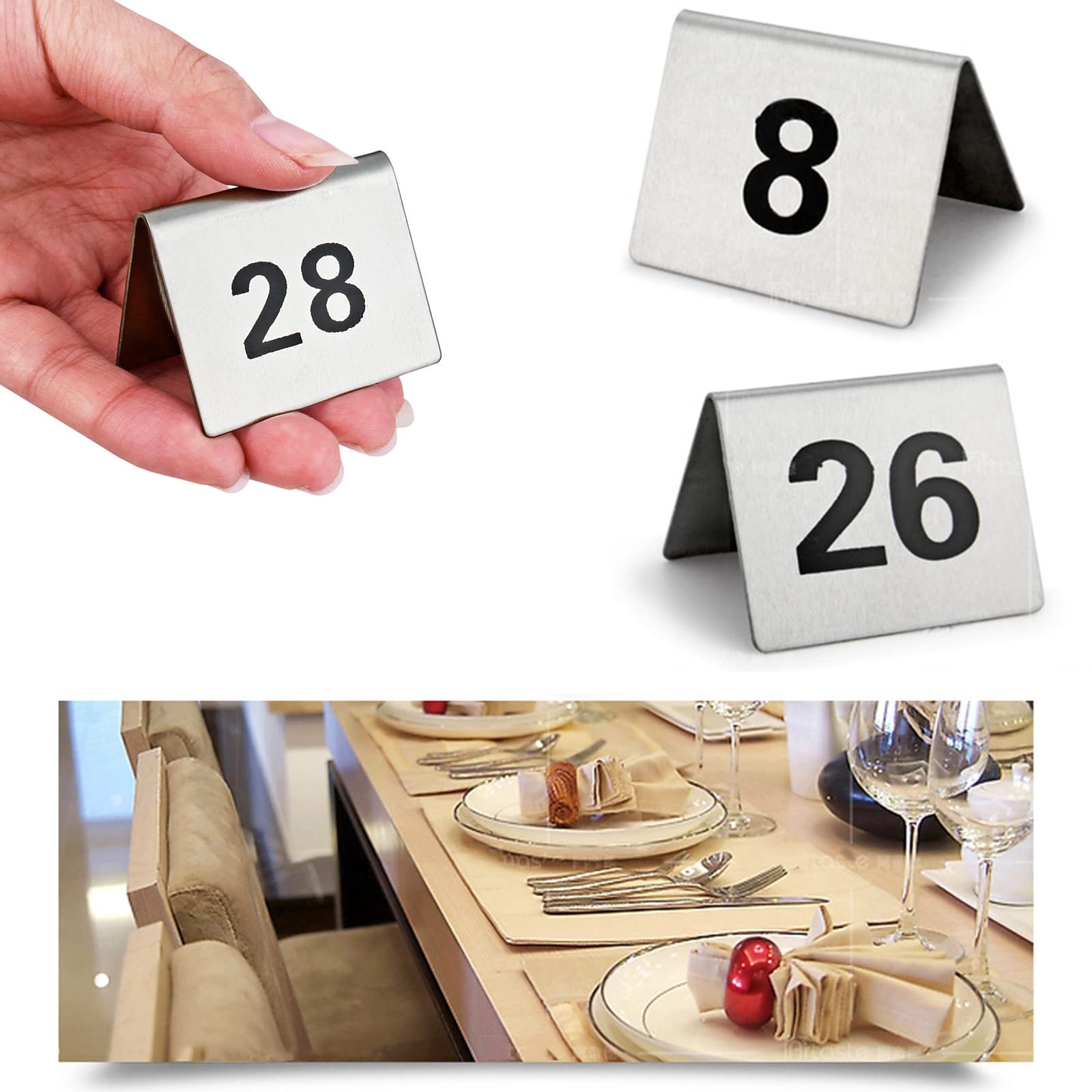 1 a 50/1 a 100, Doble Cara for un fácil reconocimiento, Tarjeta de Etiqueta de número de Escritorio, Tarjeta de Asiento de Mesa, 1,6x1,9 Pulgadas/No. 1-100/largo: 40*Ancho: 50 mm,Numeros de