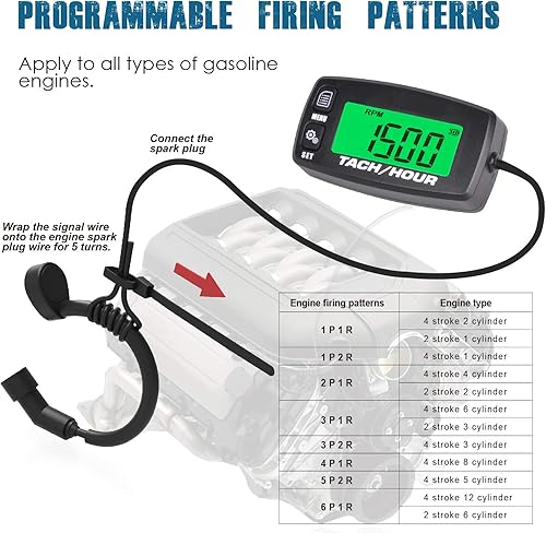 Miniatura 6 de Runleader Medidor digital de mantenimiento tac/hora,Reemplazo de batería para motor de gas pequeño,Utilizado en montar, césped, tractor, generador