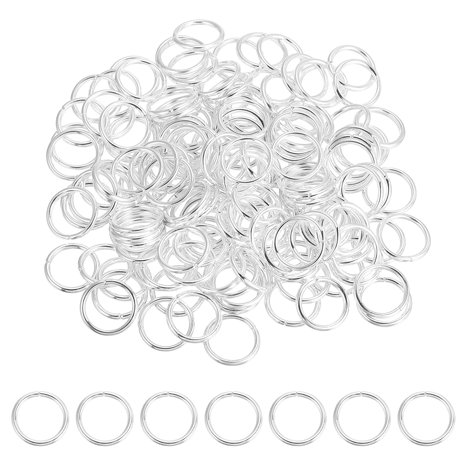 sourcing map 200 Pcs Open Jump Rings, 18mm Split Metal O Ring 2mm Thick Keychains Connector Ring for Jewelry Making DIY Necklaces Bracelet Earrings Craft Making, Silver — image 1