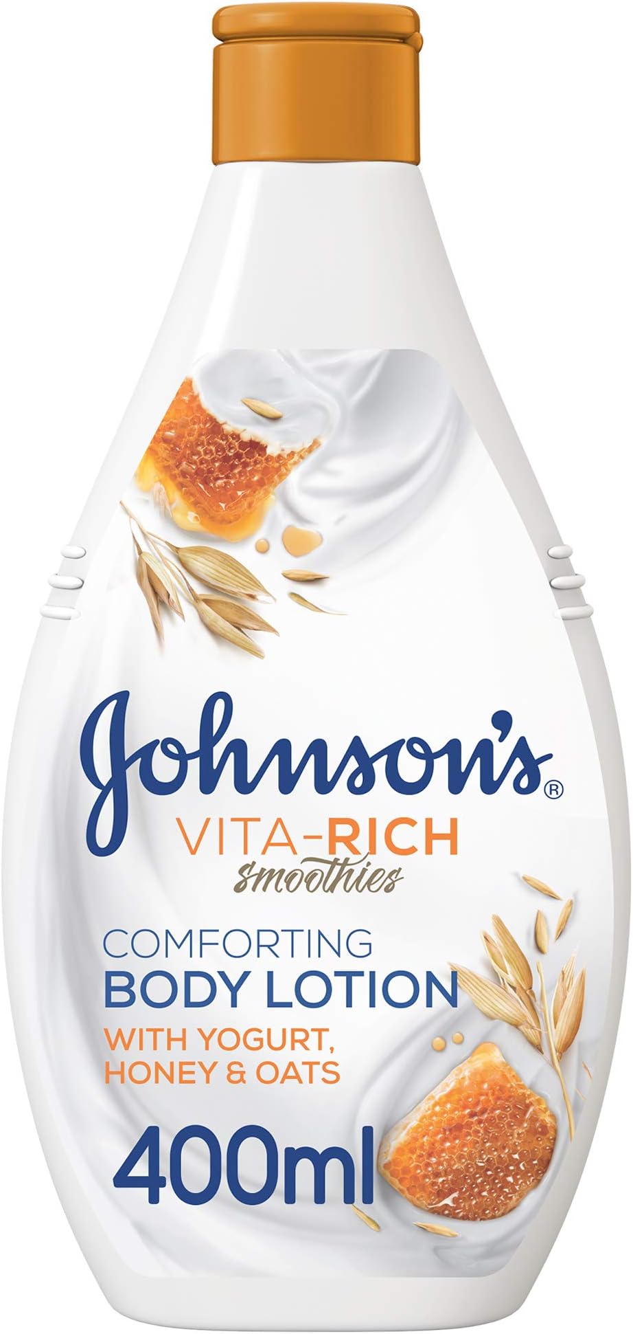 Johnson's Body Lotion Vita-Rich Smoothies, Enriched with Yogurt Concentrate, Honey and Oats, Intensely Nourishes and Comforts the Skin, Keeping It Moisturised for 48 Hours, 400ml Honey & Oats
