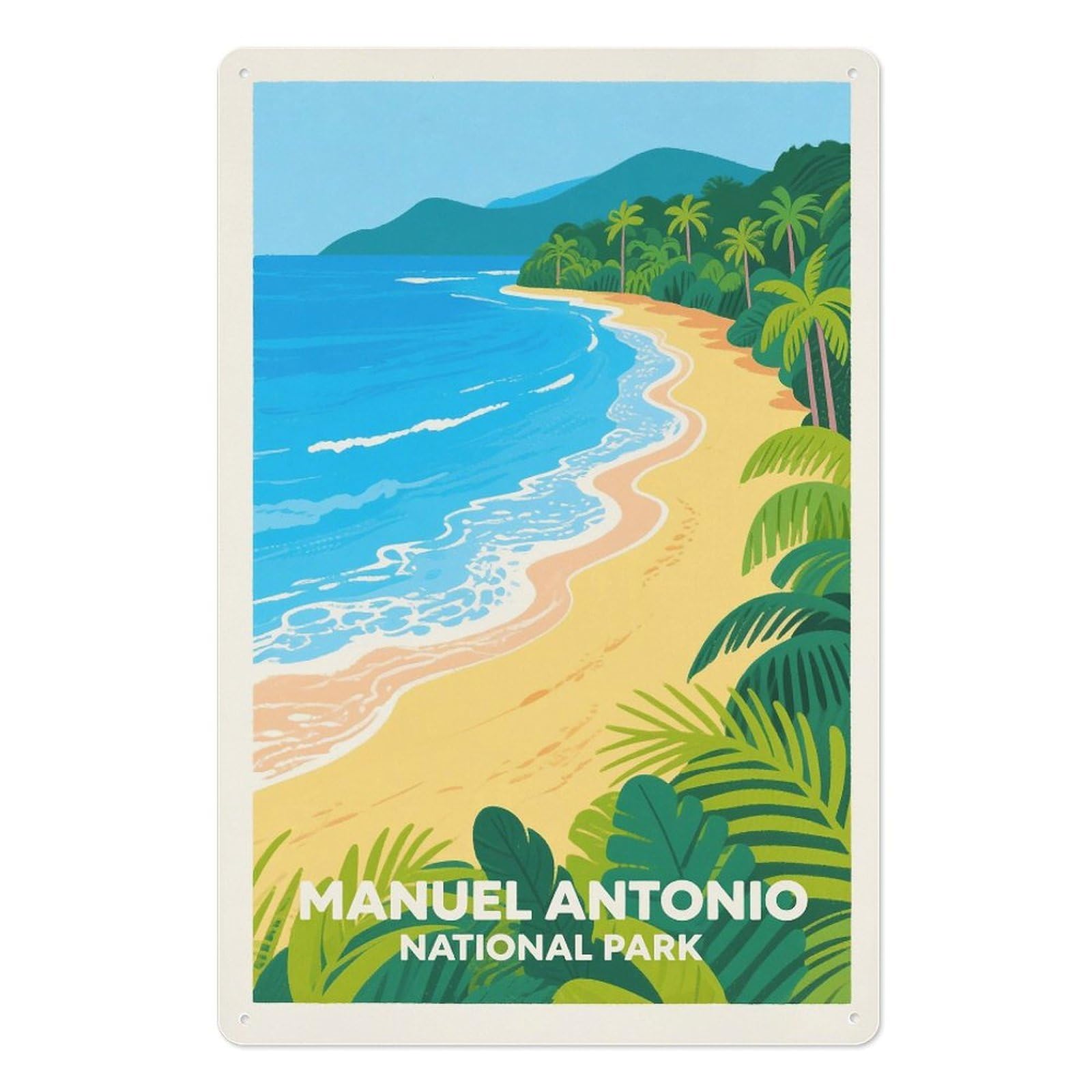 Manuel Antonio National Park Retro Design Tin Painting Vintage Tin Sign 08x12inch(20x30cm) Wall Art for Home Office Bedroom Living Room Cafes Wall Decor