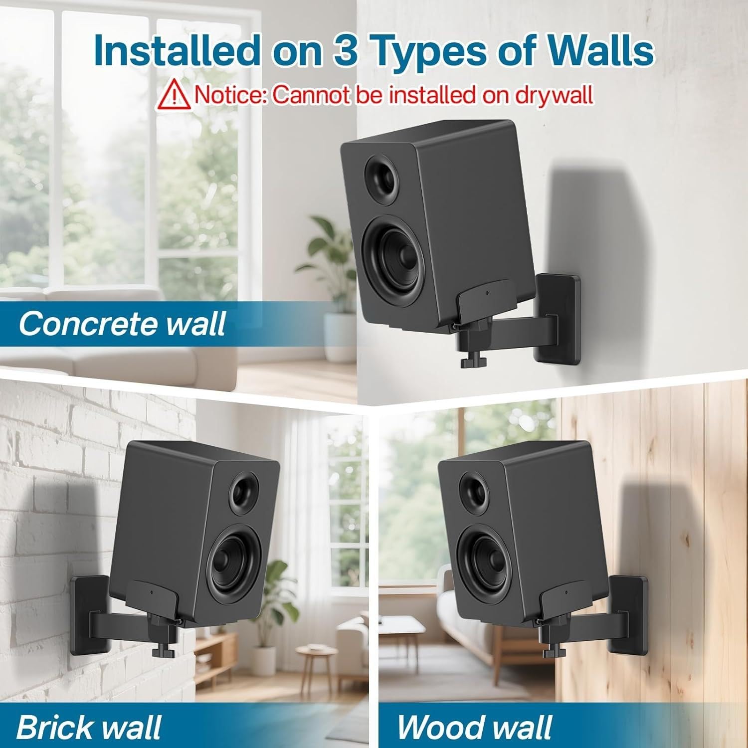 Soporte de pared de doble abrazadera para altavoces JBL de 5 a 11 pulgadas de ancho, diseño que ahorra espacio para aplicaciones de cine en casa o sala de juegos