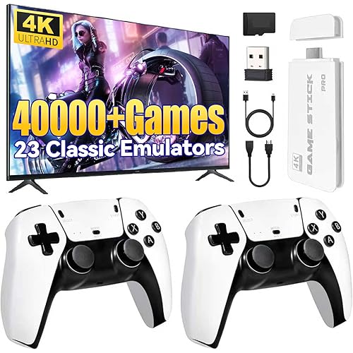 2025 Upgraded Retro Gaming Console, 4K HDMI Video Game Consoles with 40,000+ Games & 23 Emulators, Plug and Play Video Gaming Stick (128G)