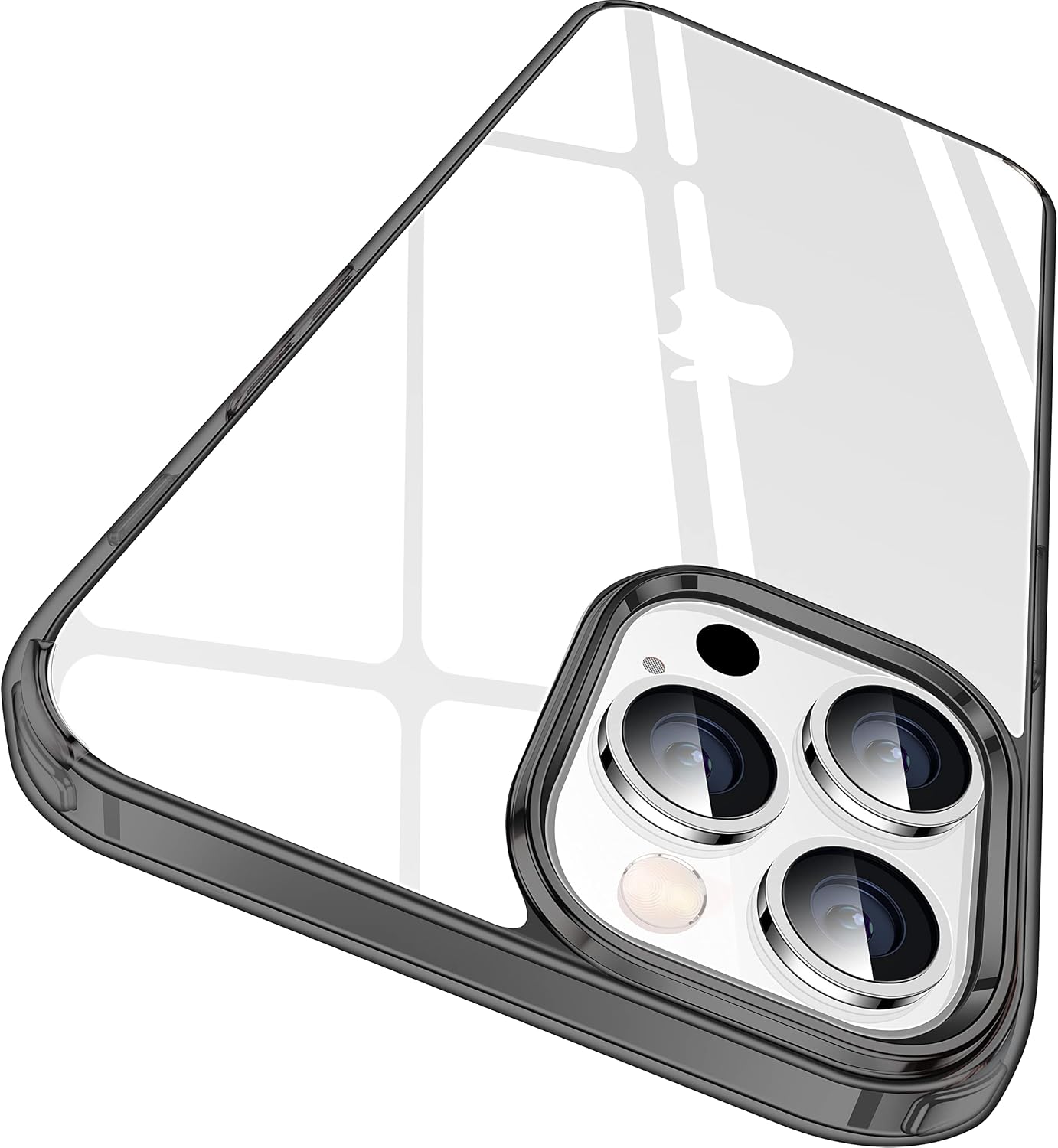 CASEKOO Crystal Clear Designed for iPhone 13 Pro case, [Not Yellowing] [Military Drop Protection] Shockproof Protective Phone Case Slim Thin Cover 6.1 inch 2021,Clear Black