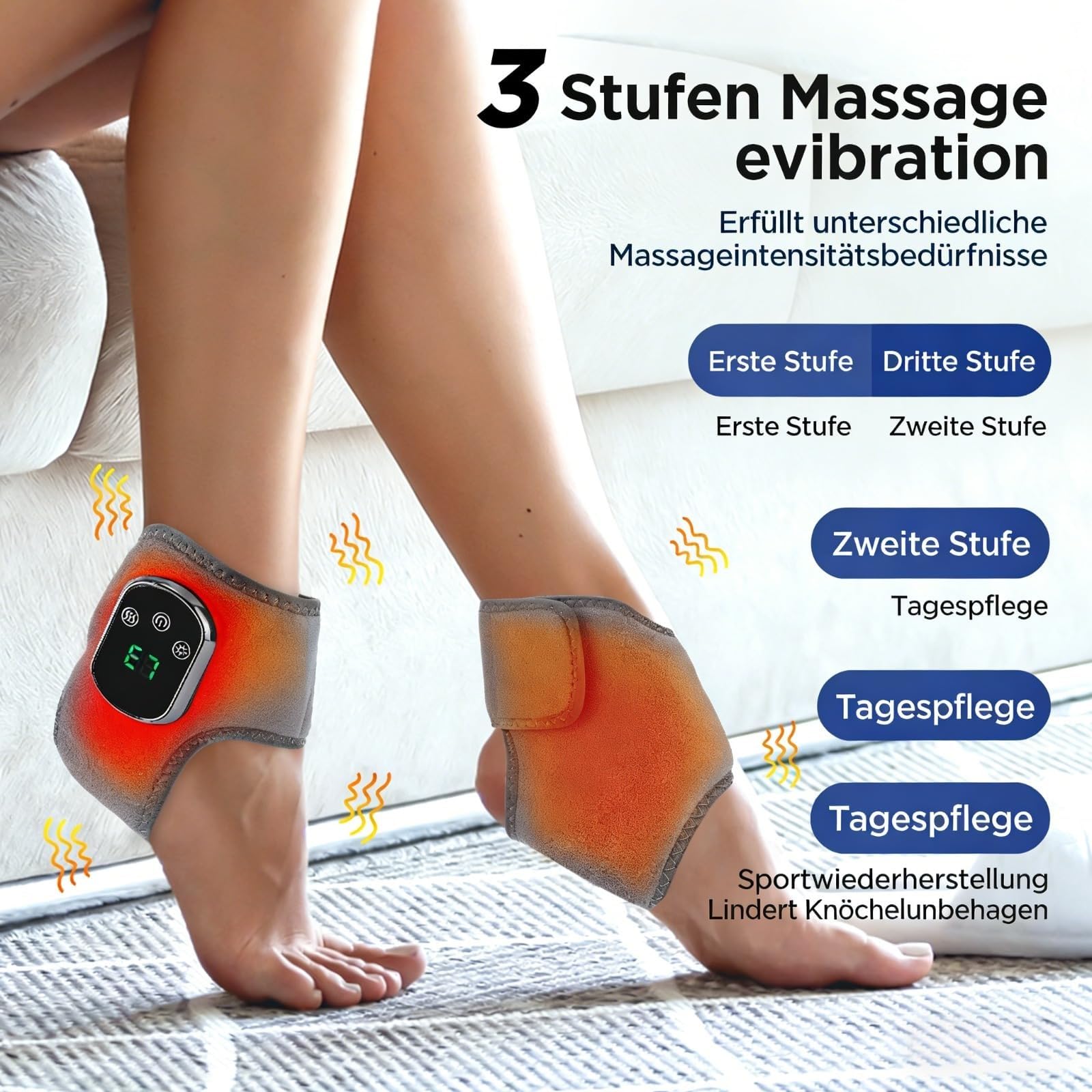 4-in-1 Fußtherapie, Massage für Füsse mit 3 Schwingungsmodus 5 Wärmestufen | Foot massage, Fußmassagegerät, Lindert Knöchelermüdung(Grau)