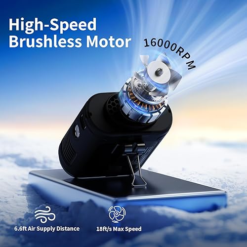 Miniatura 3 de Socool Ventilador de cintura portátil de 10000 mAh con clip en el cinturón portátil, ventilador personal recargable con batería con 5 velocidades y