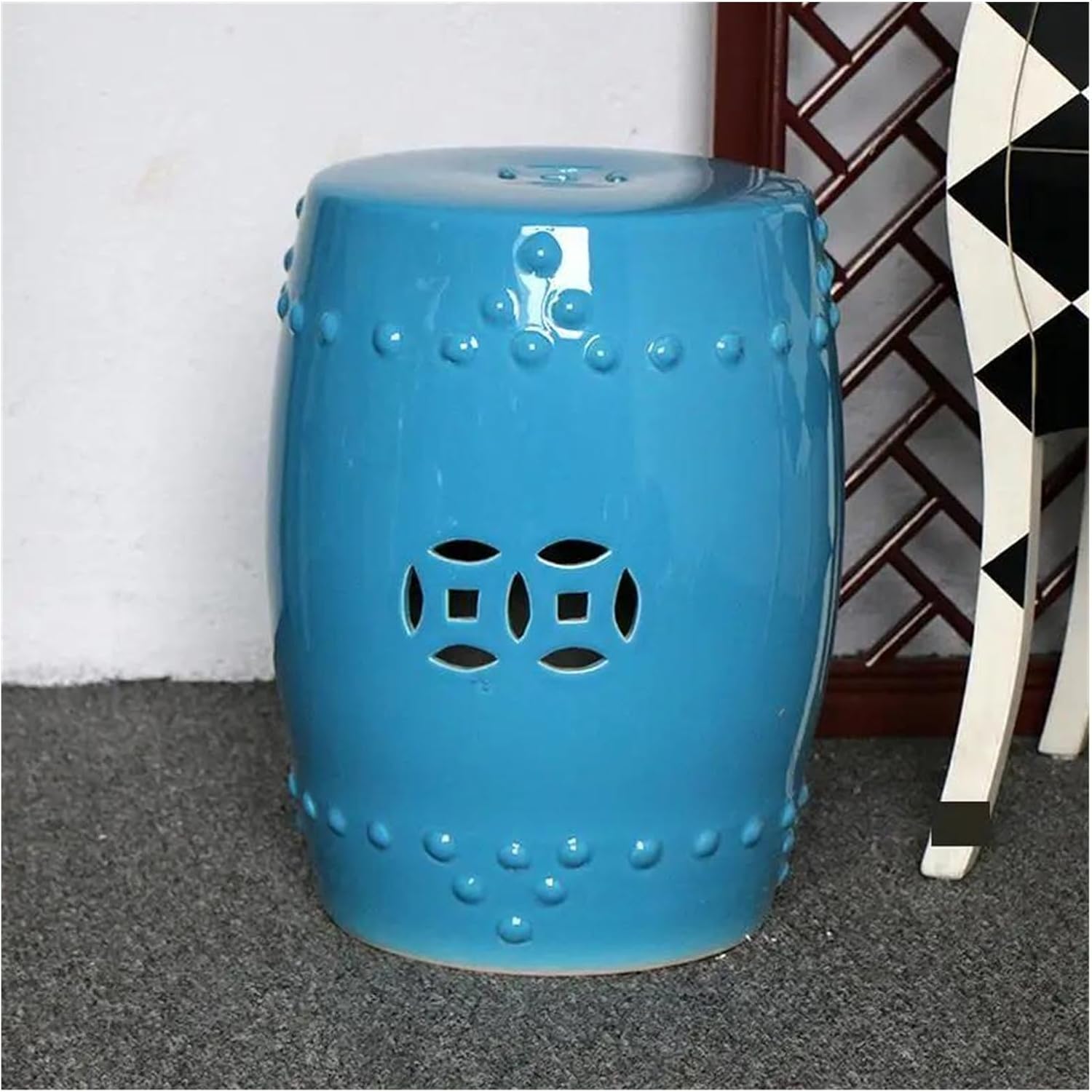 Decorative Garden Stools, Country Shoe Change Stool Flower and Bird Ceramic Drum Stool Flower and Bird White Glazed Porcelain Ceramic Stool(10)