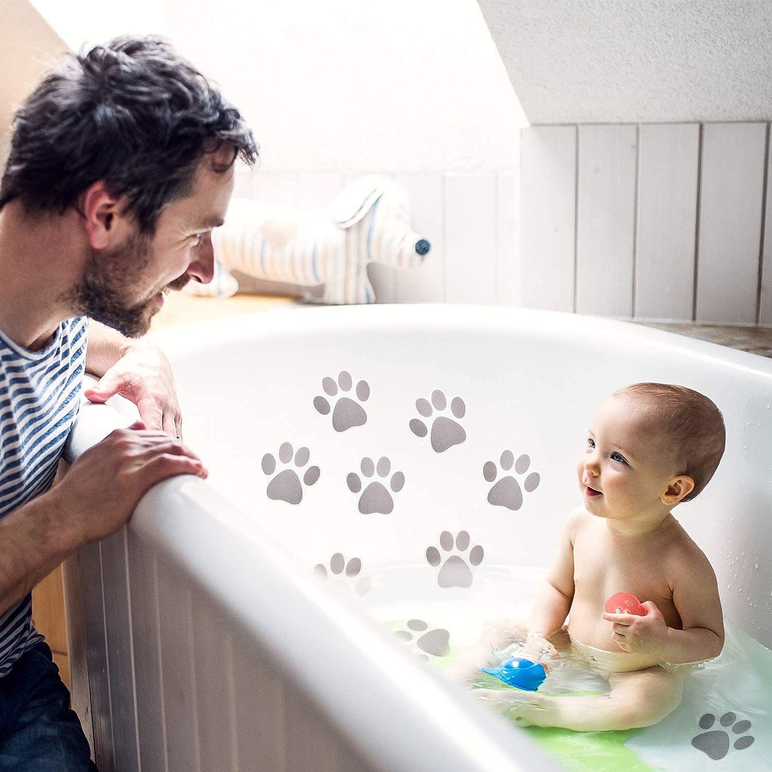 Acooruiteng Antislip badstickers Antislip douchestickers Anti-slip badstickers Zelfklevende bad anti-slip stickers Antislip badkuipstickers met schraper voor badkamer douche badkuip vloer 12 stuks