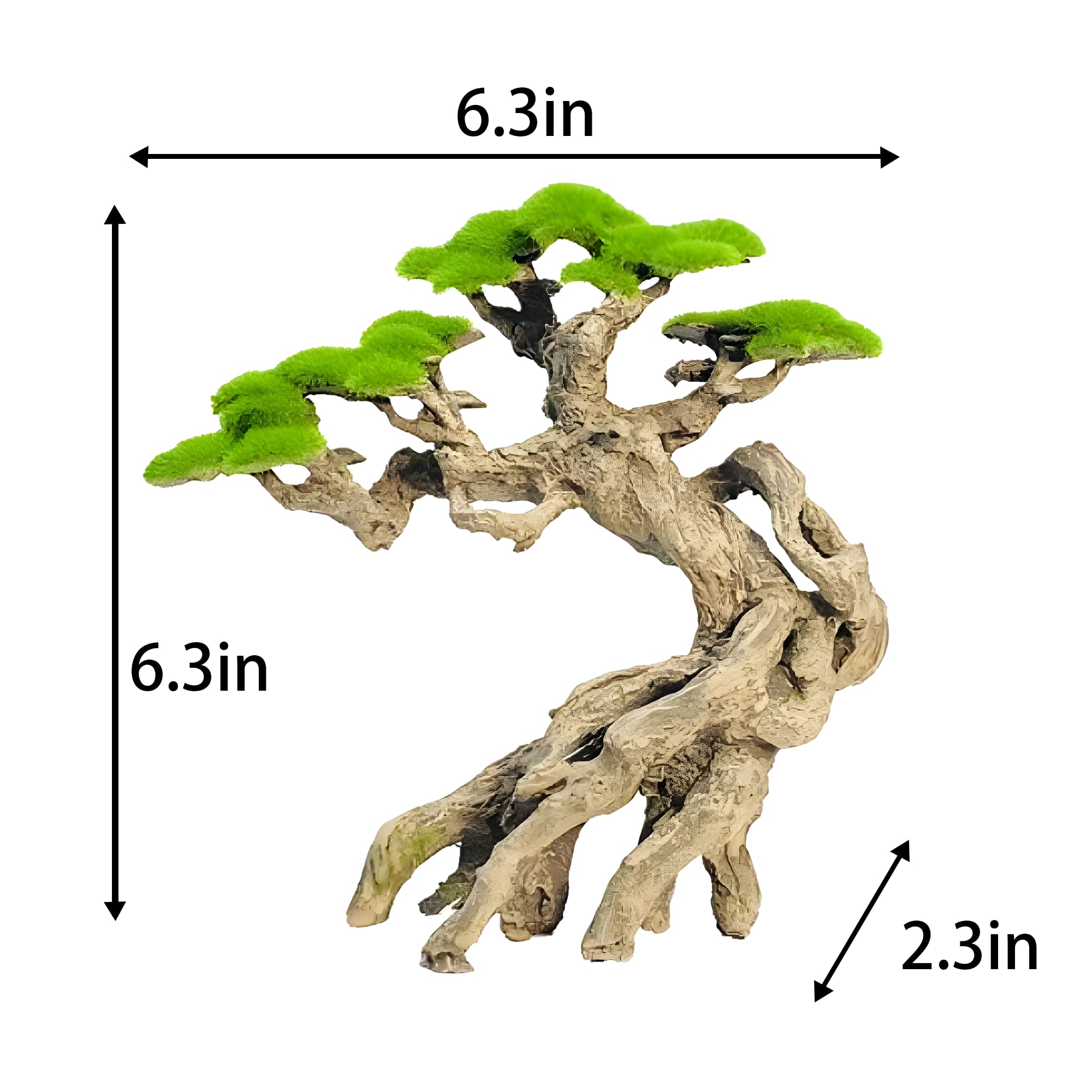 Novelsite Aquarium Dekoration Bonsai Bäume auf Felsen mit künstlichem Moos aus Steinzeug für Goldfische und Bettas