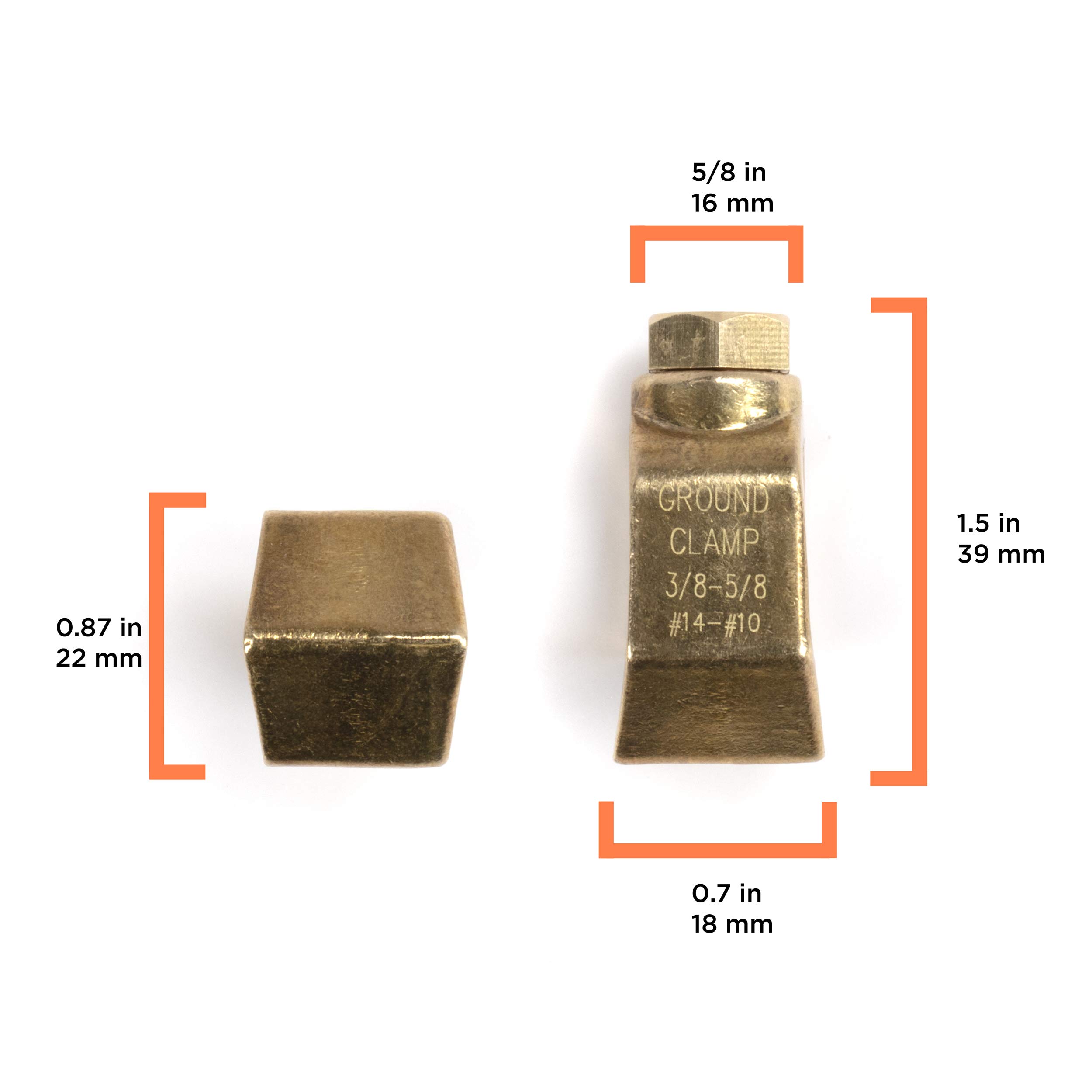 THE CIMPLE CO Kupfer-Erdungsklemmen, 1,6 cm (5/8 Zoll), Erdungsstangenklemmen für Erdungsdraht, Stangen, Bewehrungsstäbe, Zählerkästen, Rohre, CATV, UL-gelistet für direkte Verlegung und elektrische