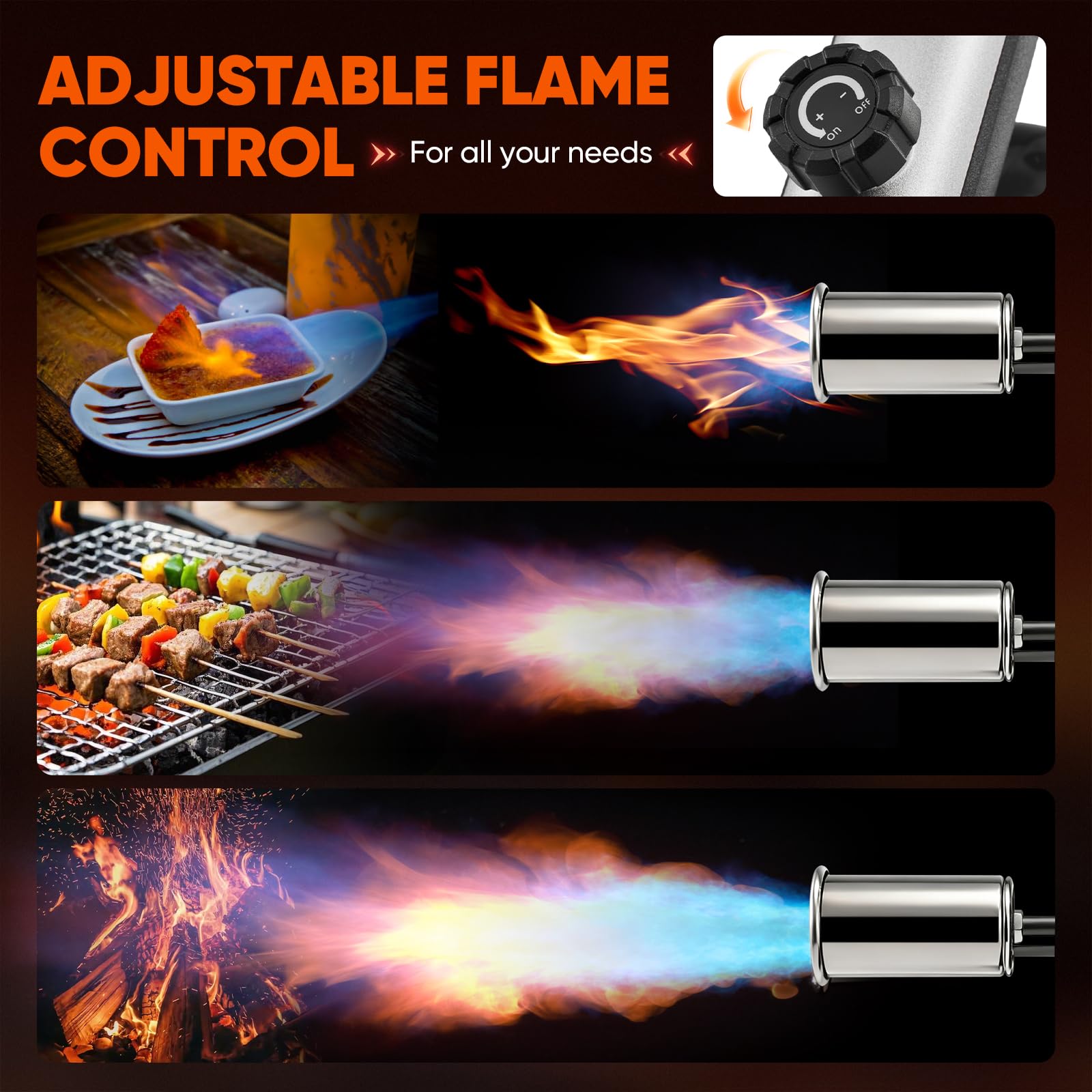 Sakerplus Antorcha de propano ajustable de alto calor, con bloqueo de seguridad, para barbacoa, parrilla, soldadura, fogata, proyectos de bricolaje (no incluye tanques de gas)