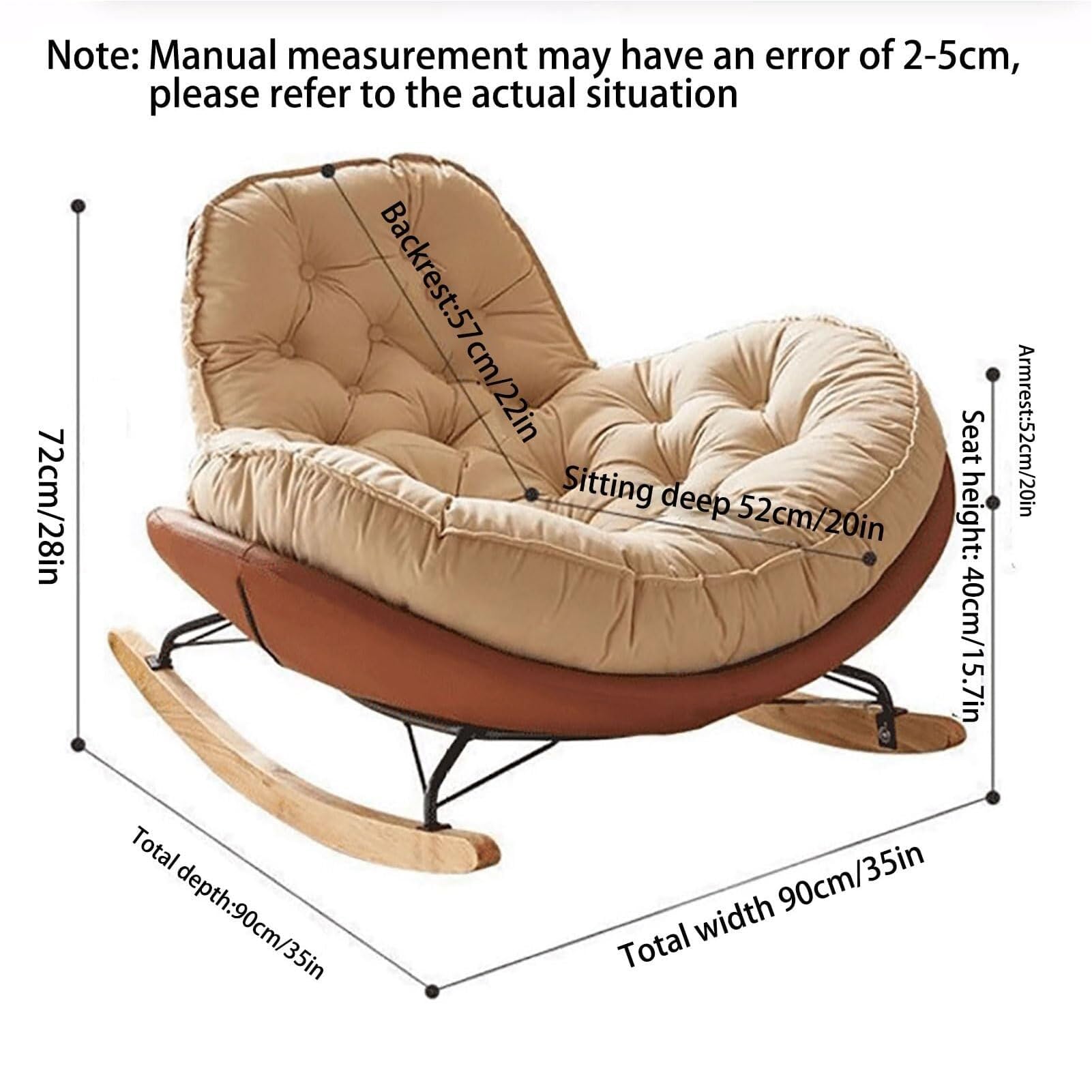 Genérico Modern Living Room Rocking Chair Wide Seat Rocker Chair with Thick Padded Back for Balcony Relaxation Living Room Bedroom(C)
