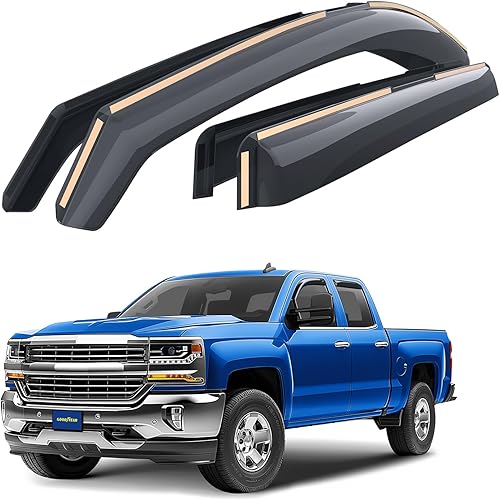 Goodyear Deflectores de ventana inastillables en el canal para Chevrolet (Chevy) Silverado 2500, 2500HD3500HD 2015-2019 doble cabina, protectores de