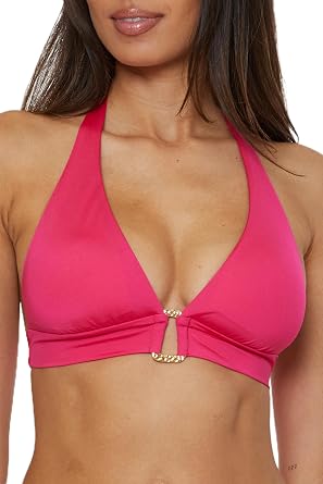 Trina Turk Womens Monaco Banded Halter Bikini Top, Adjustable, Tie Back, Swimwear Separates for Women