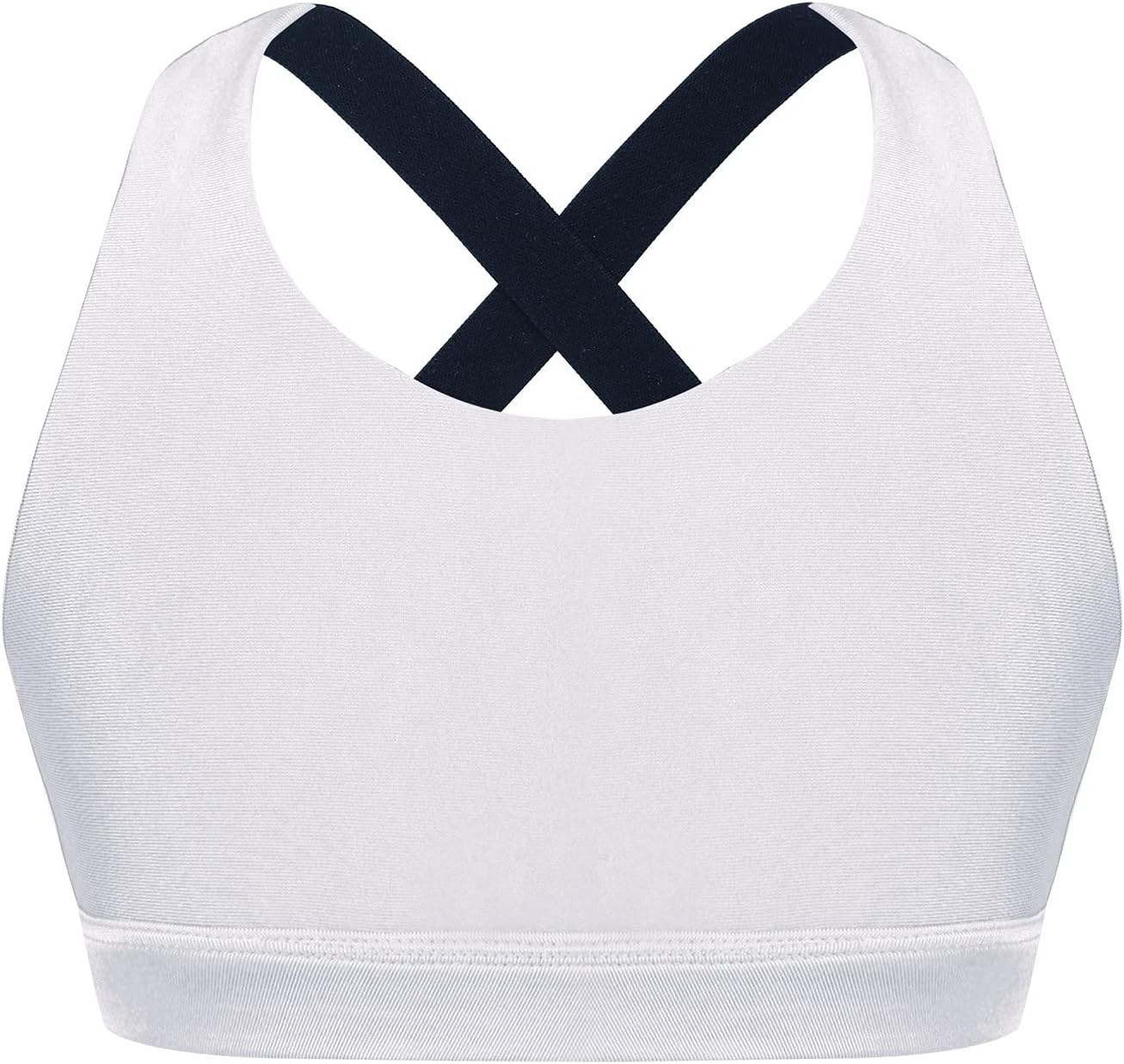 Hansber Kids Girls Athletic Crop Top Sport Bra Criss Cross Back Racer Back Letter Straps Dace Running Tank Top