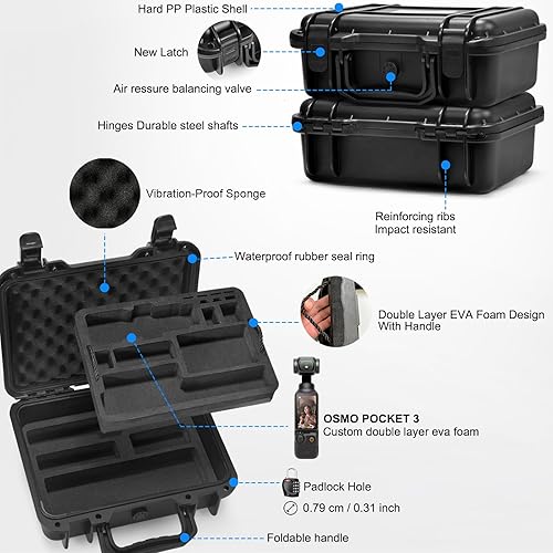 Miniatura 3 de Lekufee Funda rígida impermeable para DJI Osmo Pocket 3, Mic 32Mini, Creator Combo, Combo de expansión de energía, cámara de vlogging y accesorios