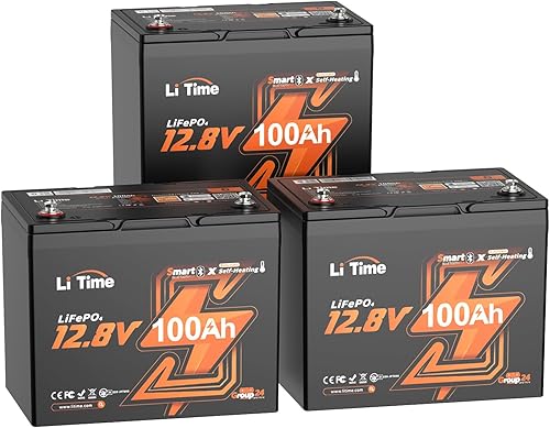 Miniatura 28 de Litime Batería LiFePO4 para motores de trolling de 12V 100Ah (Grupo 31), baterías de litio Bluetooth de 12 voltios, máx. 15000 ciclos profundos,