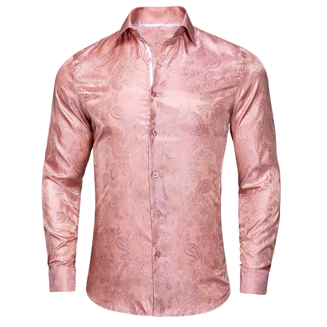 Niiyyjj Męskie jedwabne koszule z długim rękawem męskie slim fit paisley satynowa sukienka koszule koszula męska smoking koszula, Cy-1034, 3XL
