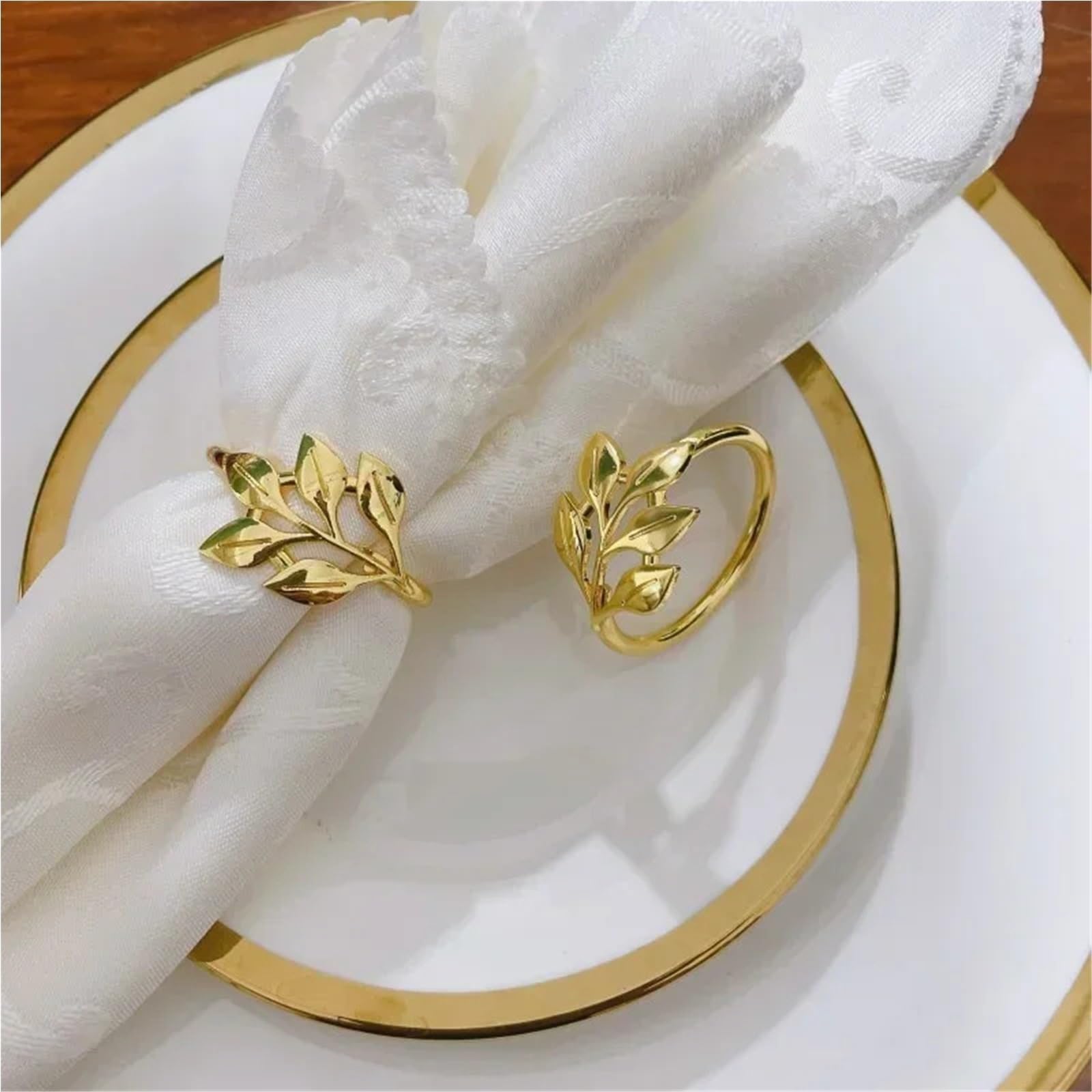 Serviettenringe mit Blättern, 80 Stück, für Herbst, Hotel, Hochzeit, Tischdekoration (Silber)