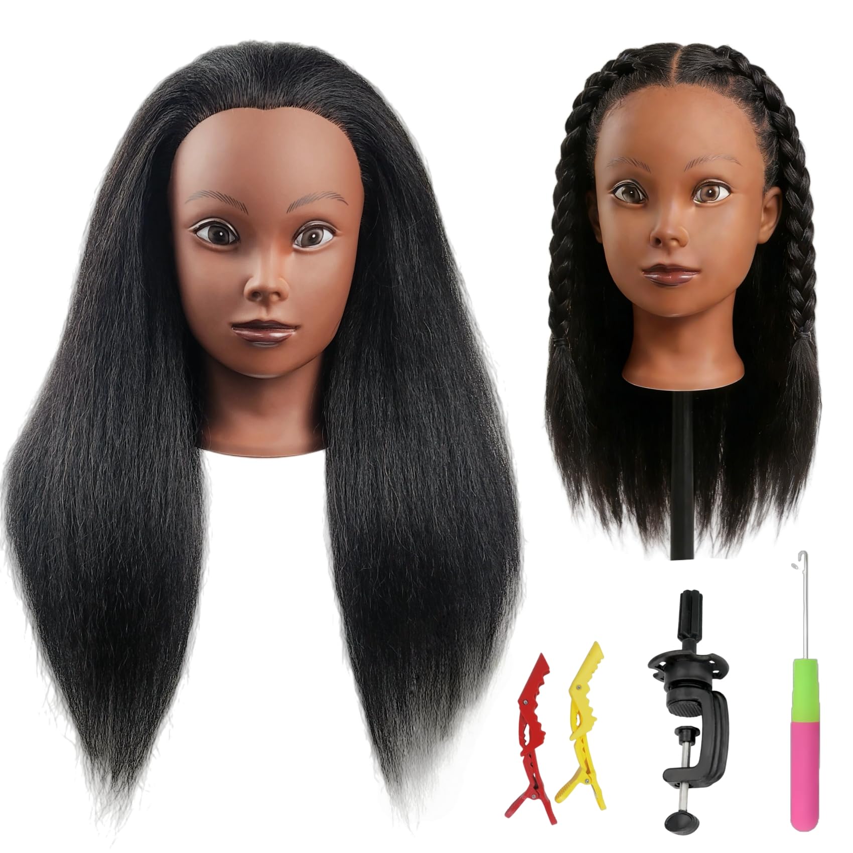 Yiifiulyn Afro Human Hair Mannequin Head - training heads | Mubboo