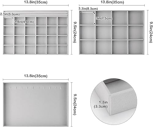 Vista 5 de ProCase - Juego de 3 bandejas de joyería apilables para cajones con organizador de joyas ProCase con bandeja organizadora de joyas con tapa