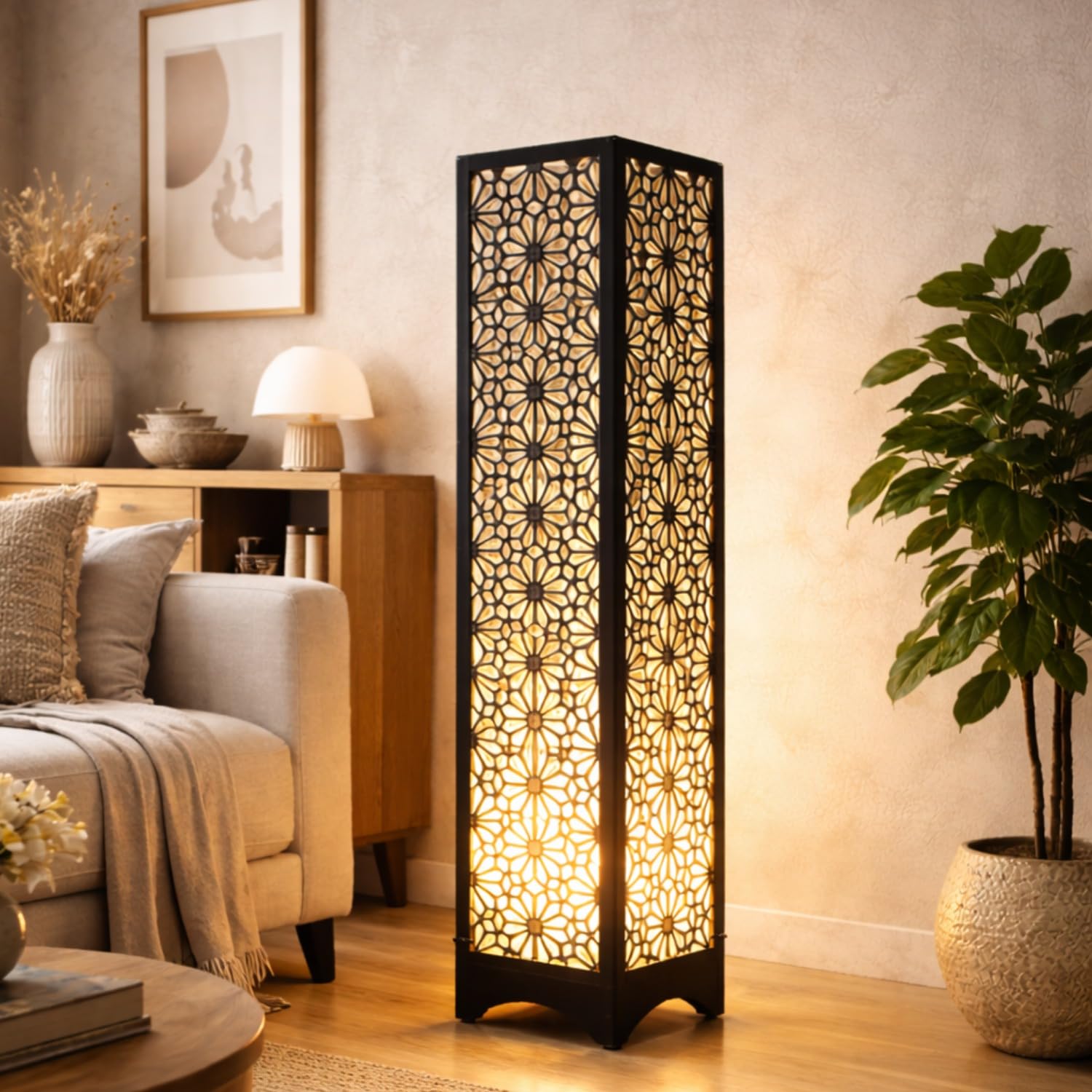 METSY Designer Laser Cut Floor Lamp Metal Floor Lamps for Living Room Corner | Corner Floor Lamp | Column Floor Lamp | Floor Lamps for Home Decoration (7)-image-46
