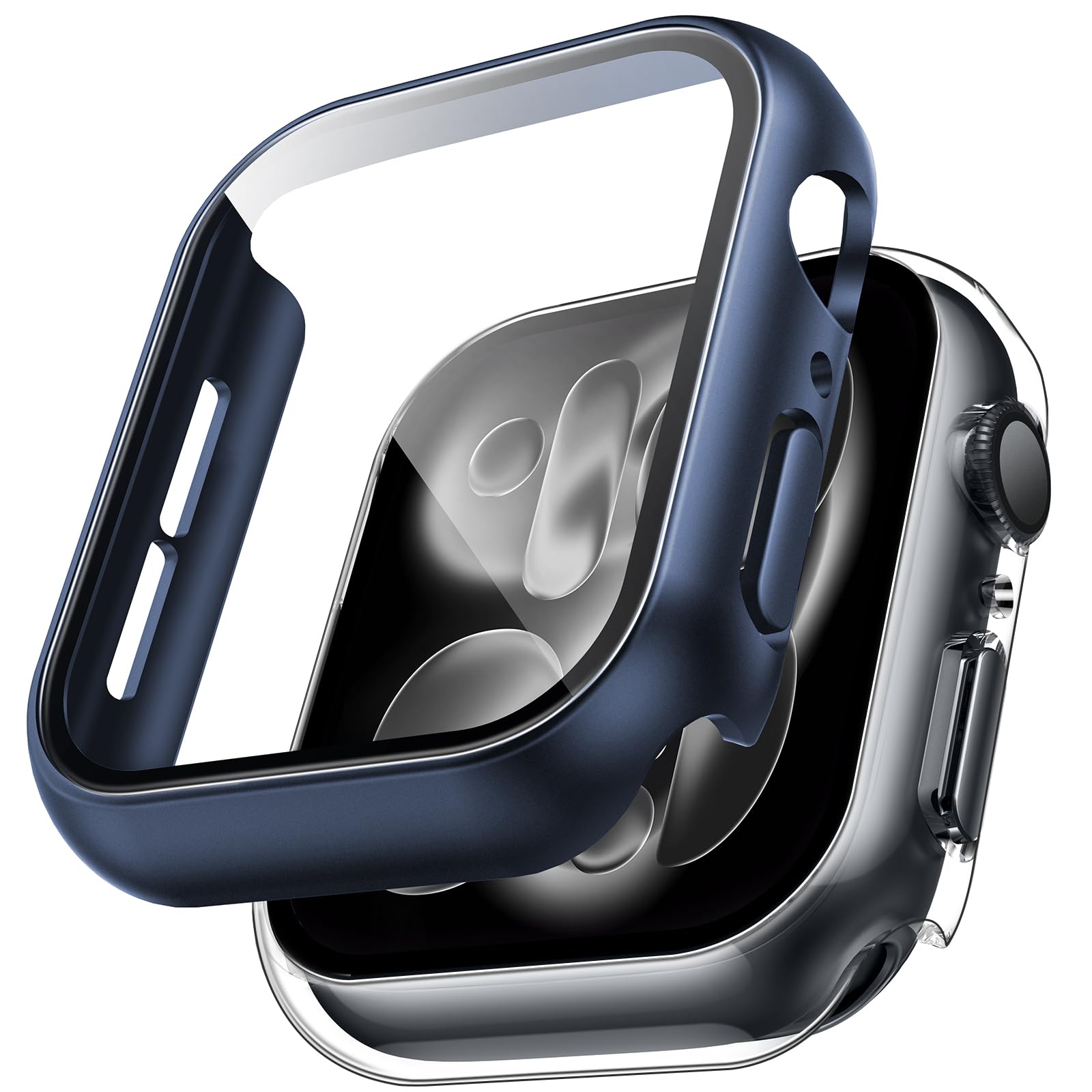 TAURI 2 Pack Hard Case for Apple Watch SE 3 /Series 6/5/4 /SE 44mm with 9H Tempered Glass Screen Protector, [Touch Sensitive] [Full Coverage] Slim Bumper Protective Cover for iWatch 44mm - Black — view 30