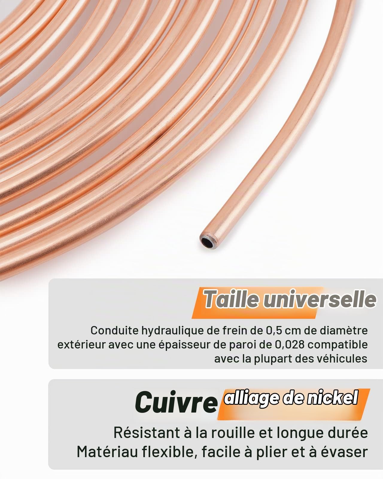 Kit d’Outils de torchage Double et Simple, Ligne de Frein de 7,62m Ø 4,75mm en Acier (16 raccords + 4 connecteurs), Kit de Conduite de Frein