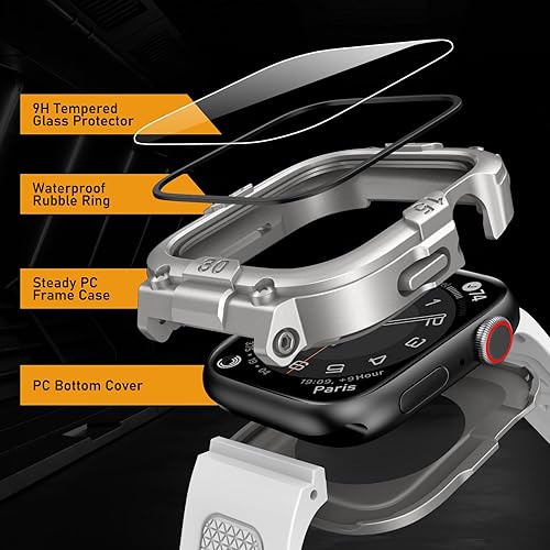 Miniatura 2 de Mosonio Caja Deportiva Resistente con Correa para Apple Watch Banda 46mm 45mm 44mm 42mm (S11S10)41mm 40mm, Correas Ligeras de TPU con Cubierta y