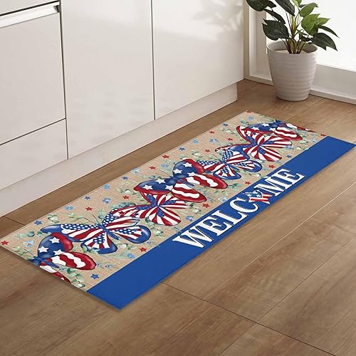 Miniatura 33 de Alfombras y tapetes de cocina Hello Fall, 2 unidades, color azul, naranja, calabaza, hoja de arce, pájaros, alfombras antideslizantes con pasillo