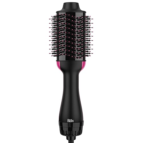 Hair Dryer Brush Blow Dryer in One, Upgraded 4 in 1 Hair Dryer and Styler Volumizer with Negative Ion Anti-frizz Ceramic Titanium Barrel Hot Air Hair Straightener Brush